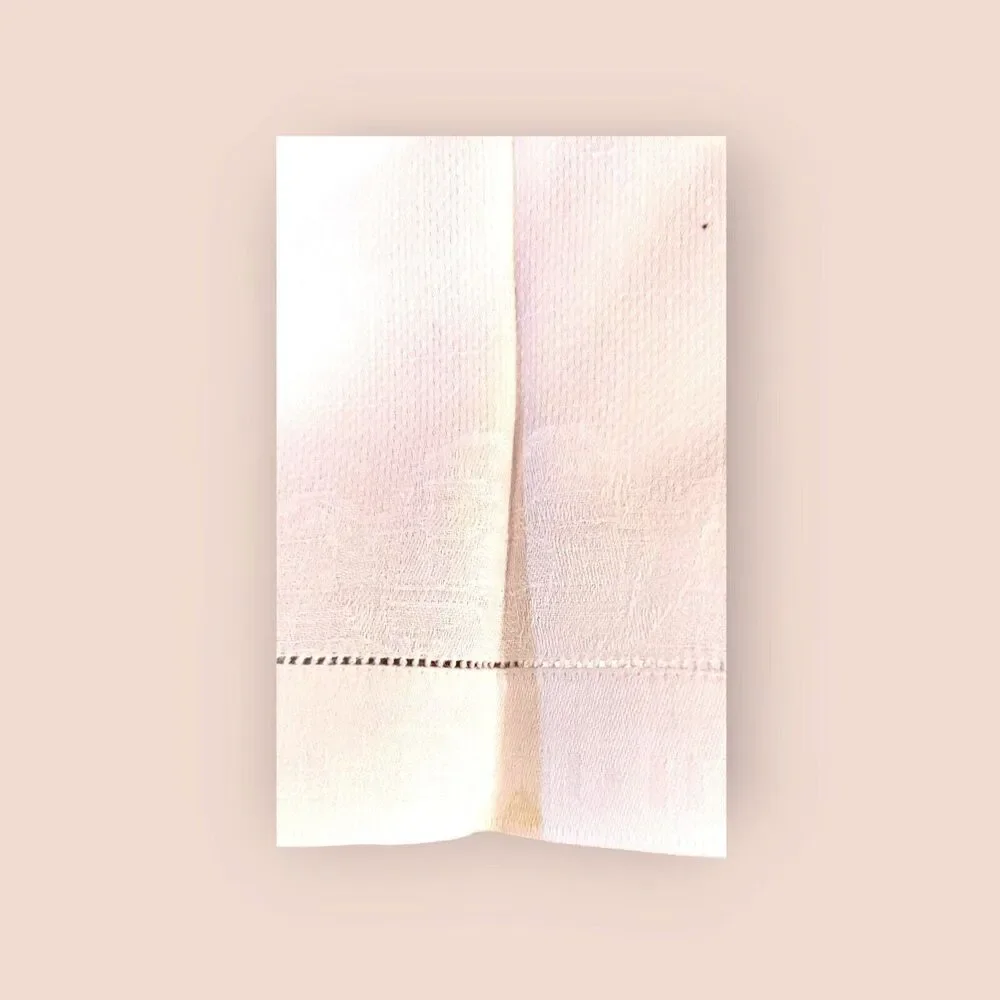 Vintage White Linen Blend Hand Towels: Border Motifs (Set of 3)
